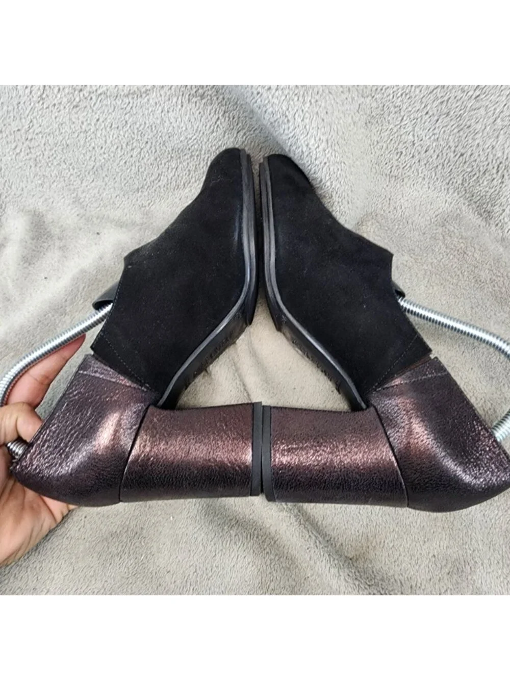 Hispanitas Shoes Womens Size EU 39.5 US 8.5 Black Suede Block Heel Booties *Read